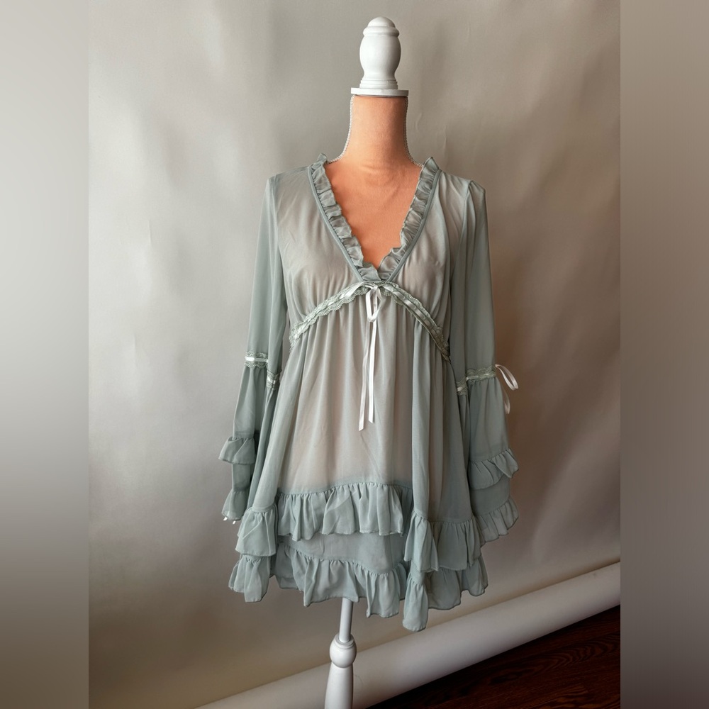 Dolls Kill Sugar Thrillz REAL DIVINITY MINI DRESS - SAGE